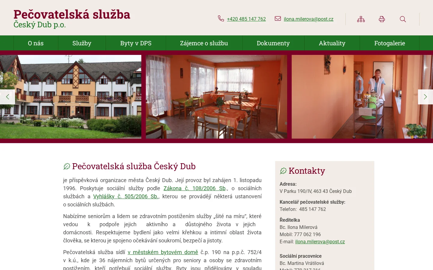 Pečovatelská služba Český Dub website
