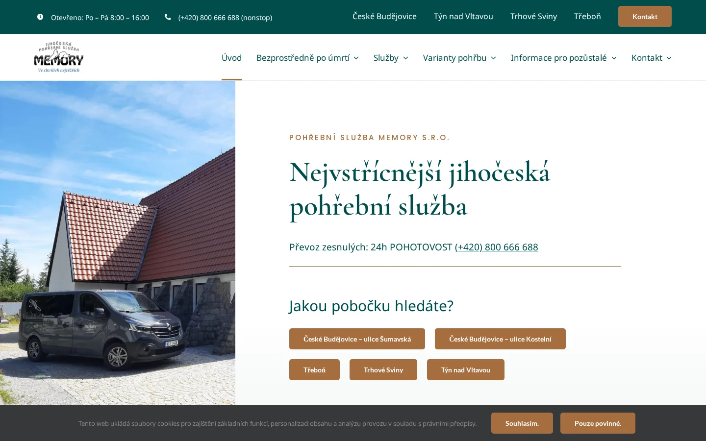Memory - pohřební služba website