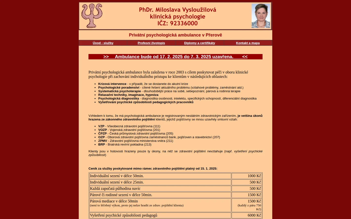 PhDr. Miloslava Vysloužilová website