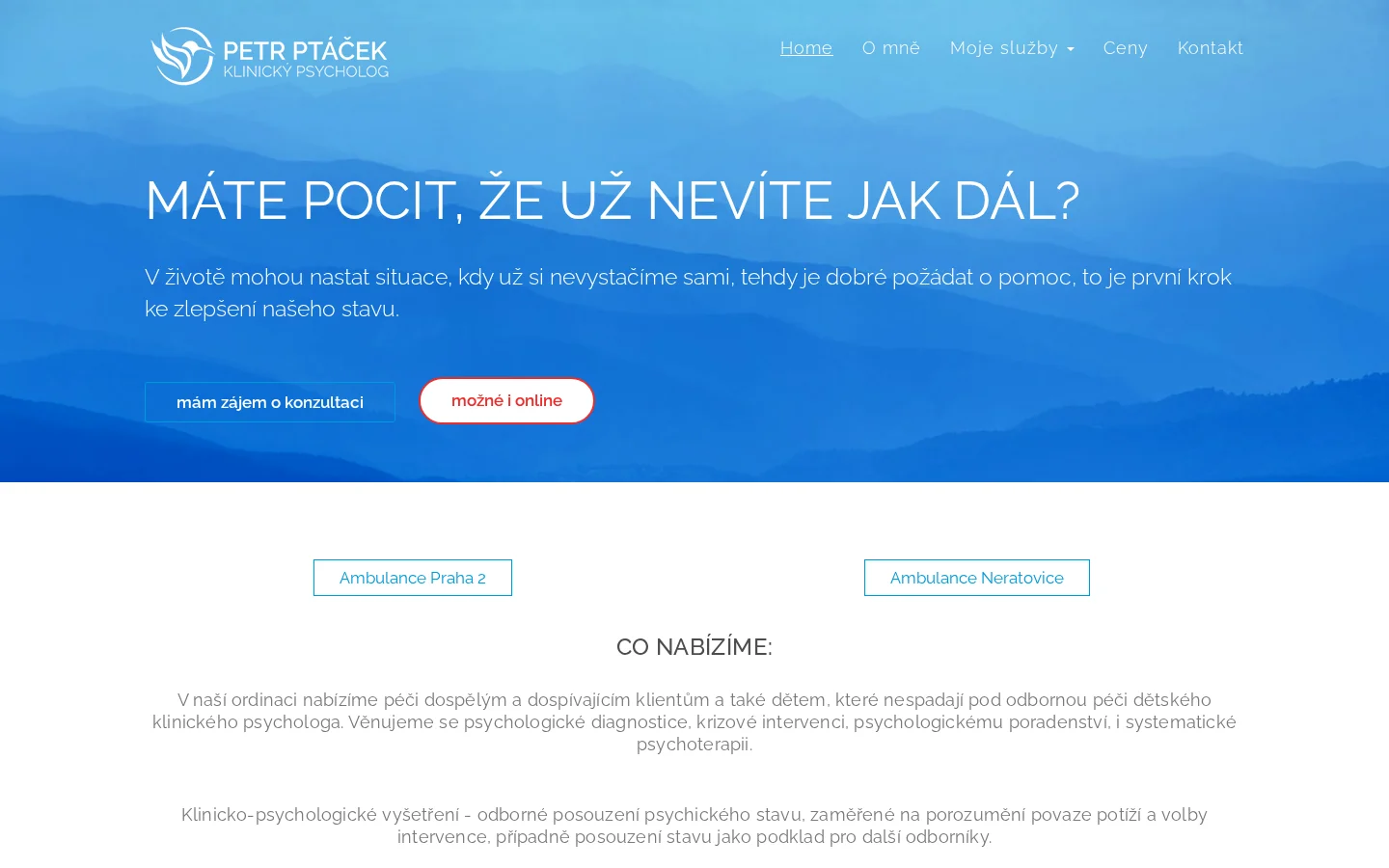 Petr Ptáček - Klinický psycholog website