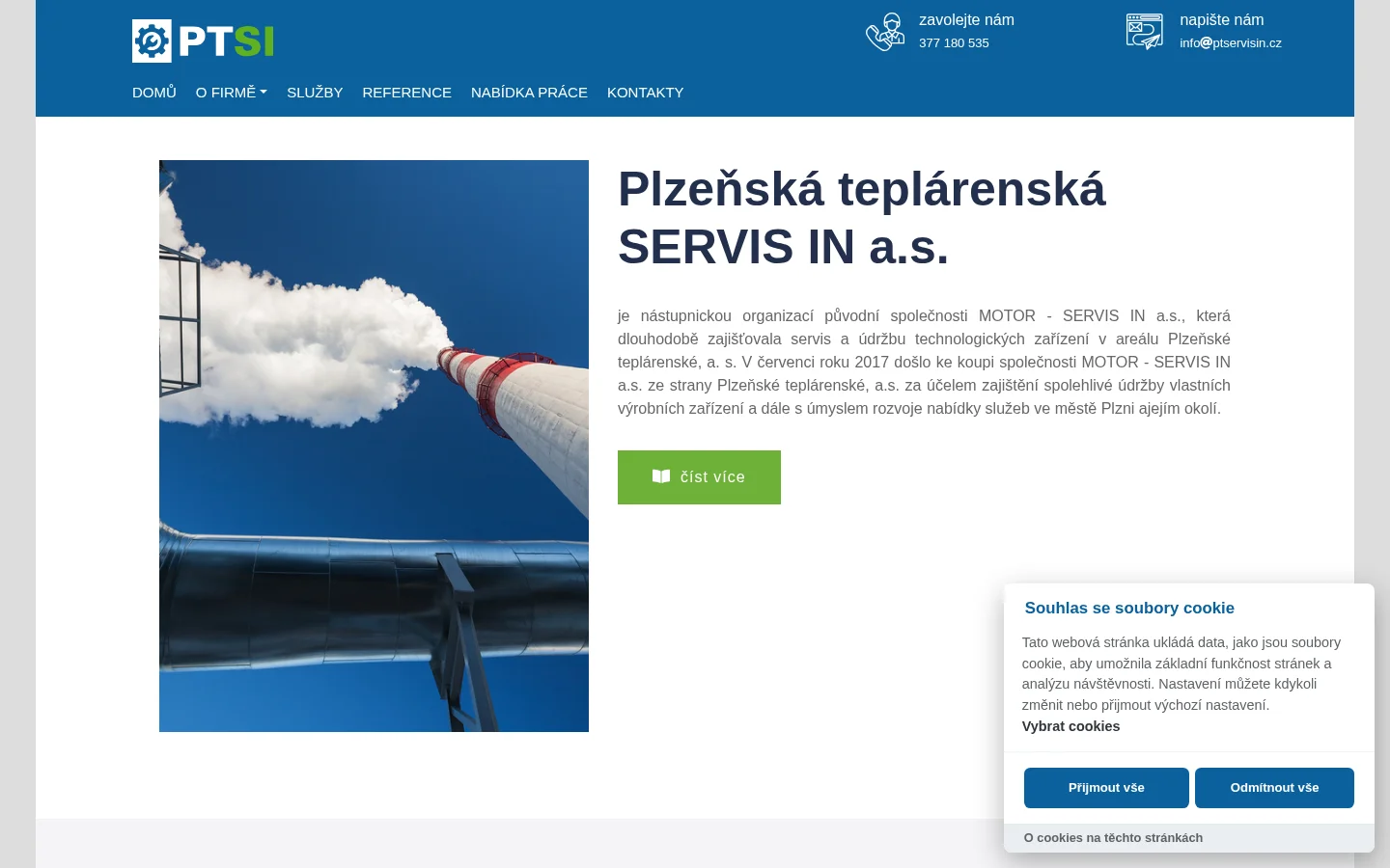 Plzeňská teplárenská SERVIS IN, a.s. website