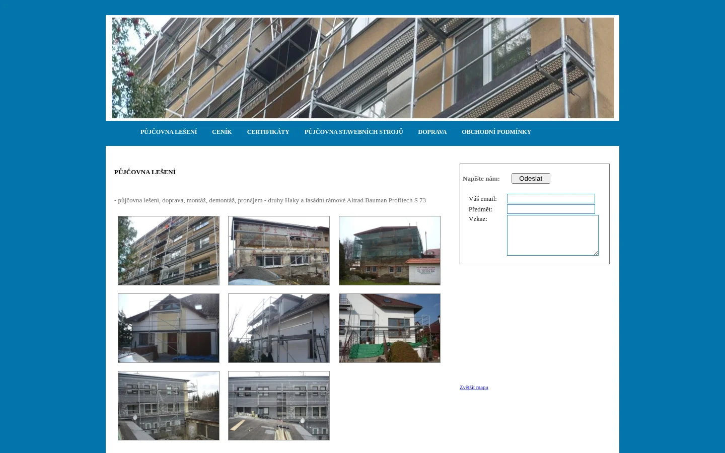 Půjčovna lešení Žďár nad Sázavou website
