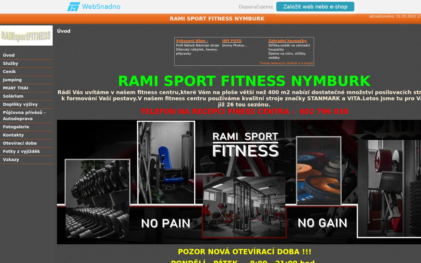 RAMI sport FITNESS website