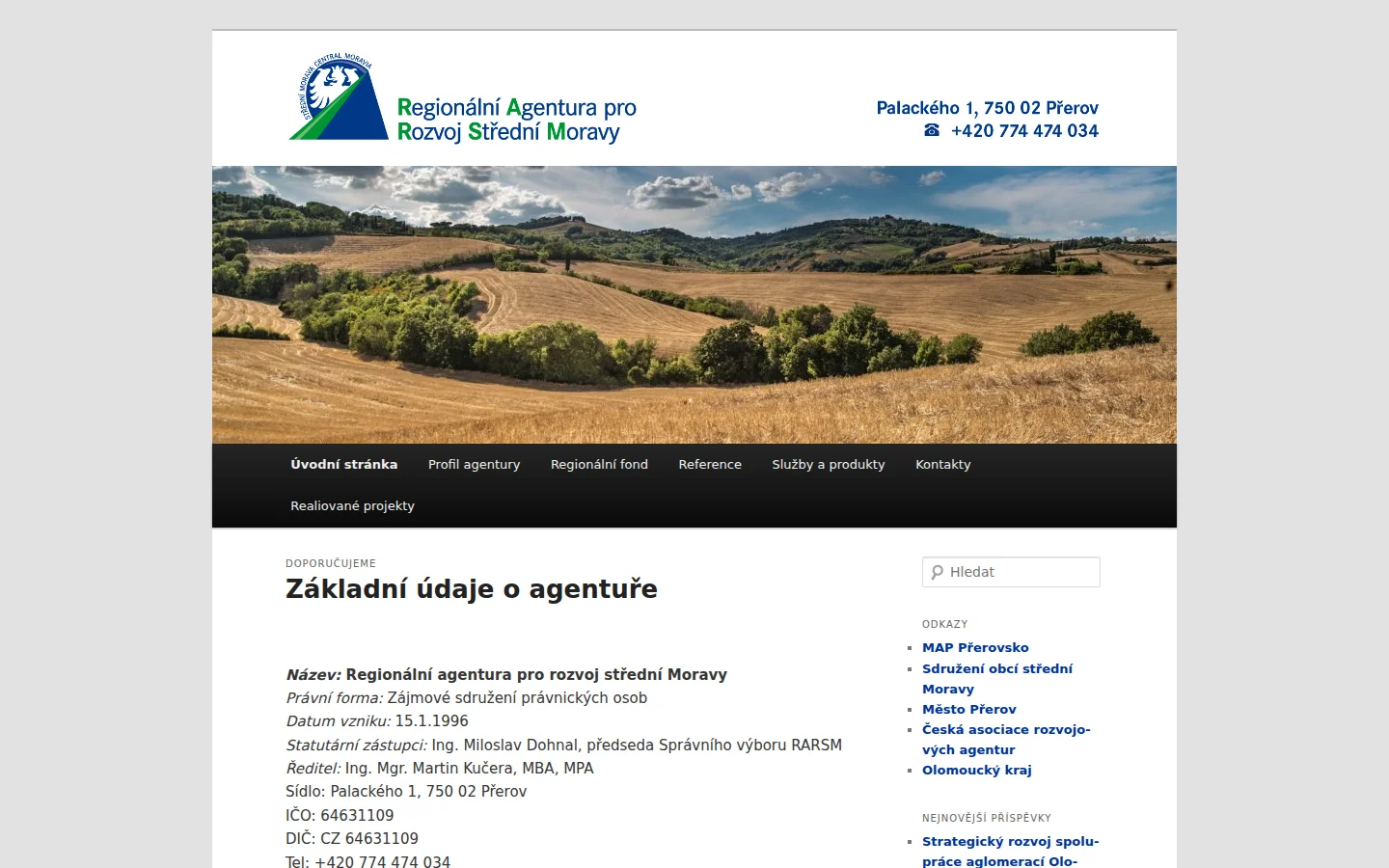 Regionální agentura pro rozvoj střední Moravy website