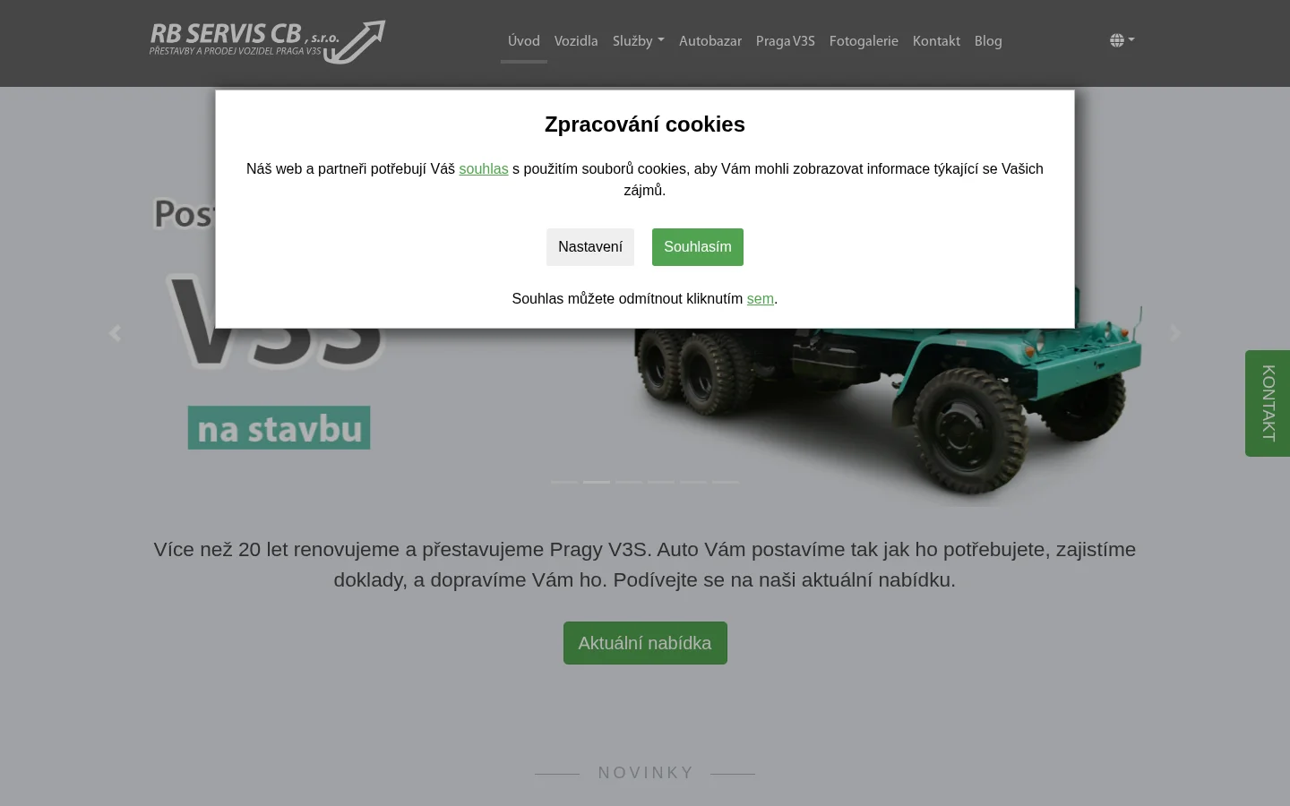 RB SERVIS CB, s.r.o. website