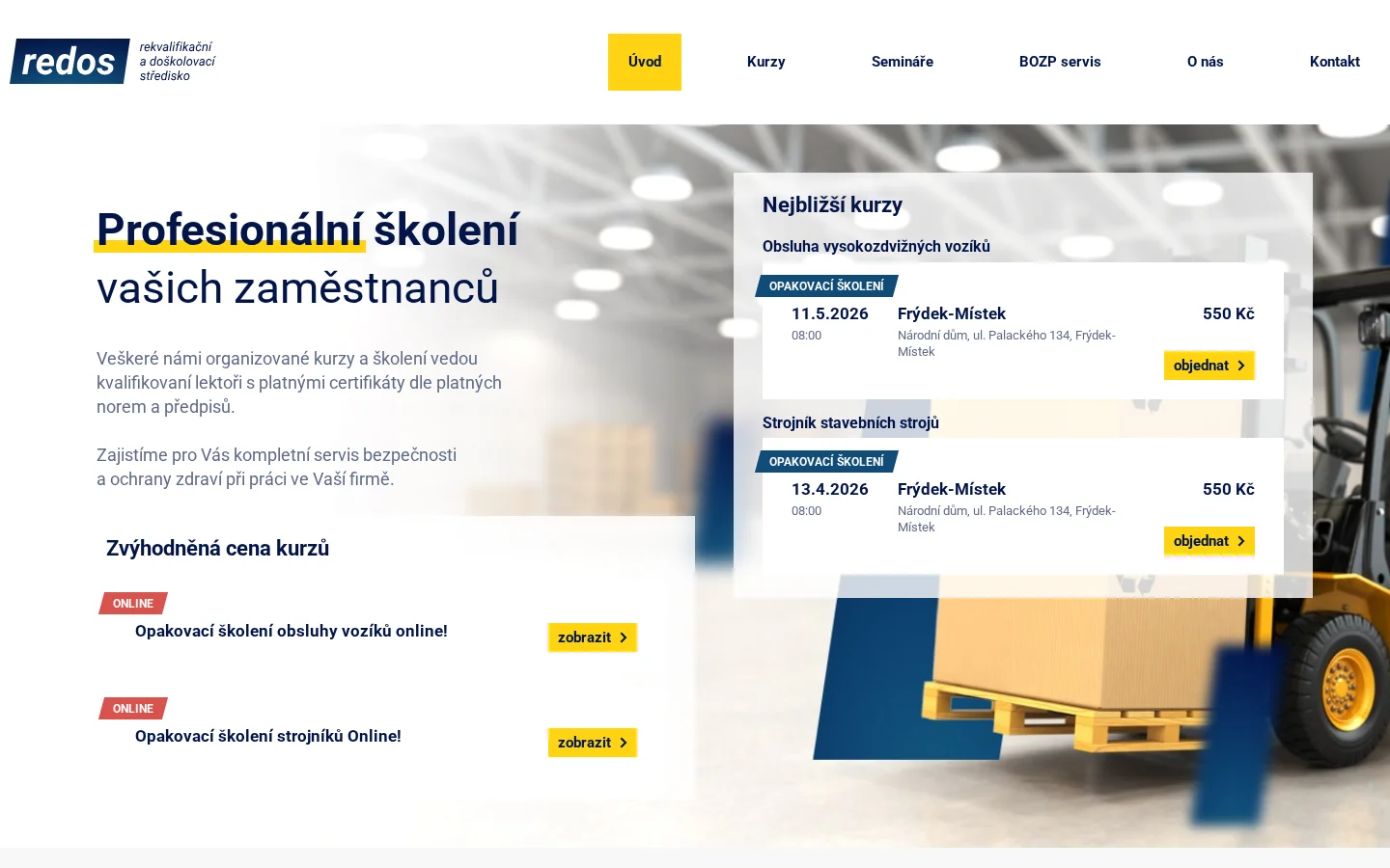 REDOS - rekvalifikační středisko website