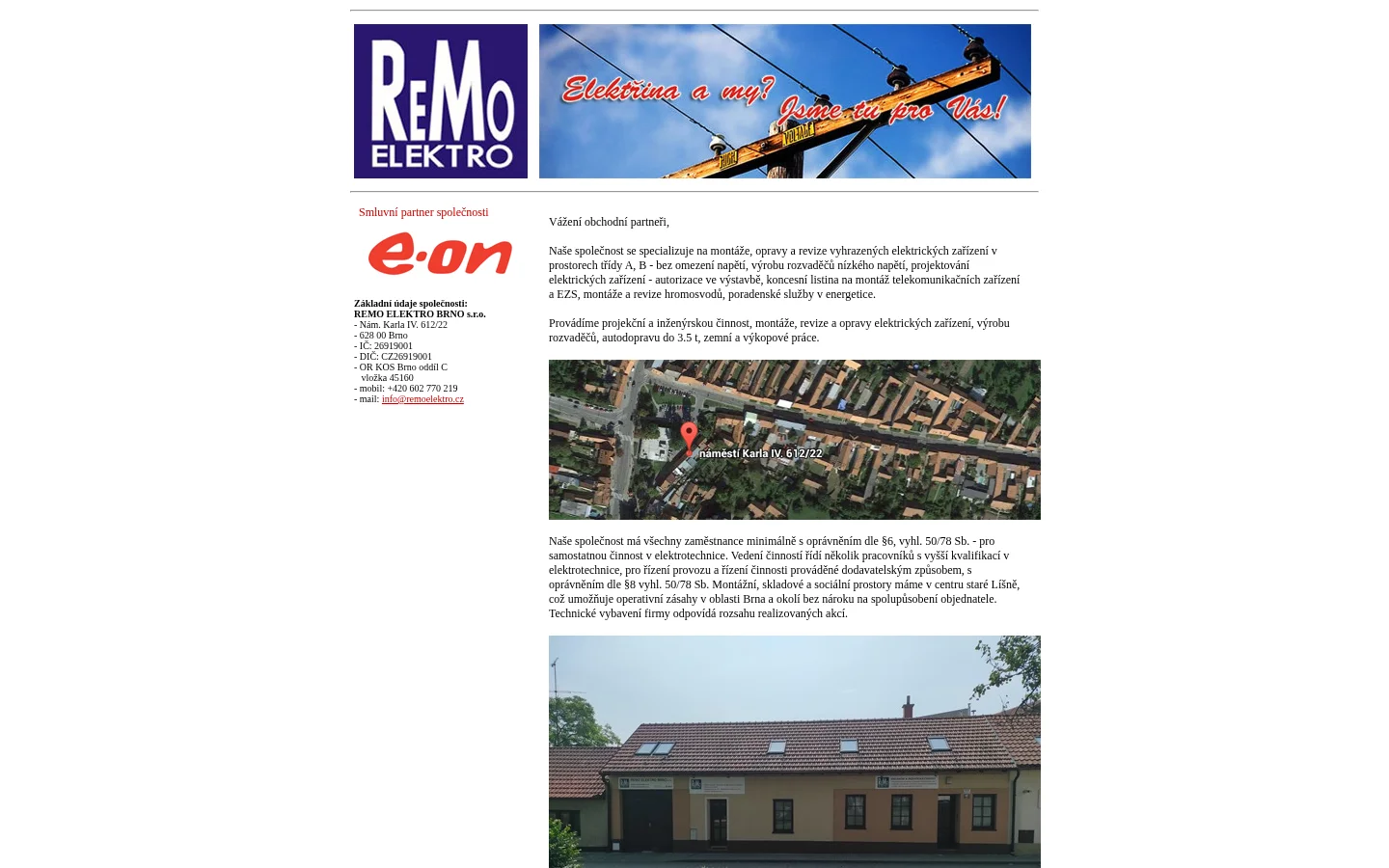 REMO ELEKTRO BRNO, s.r.o. website