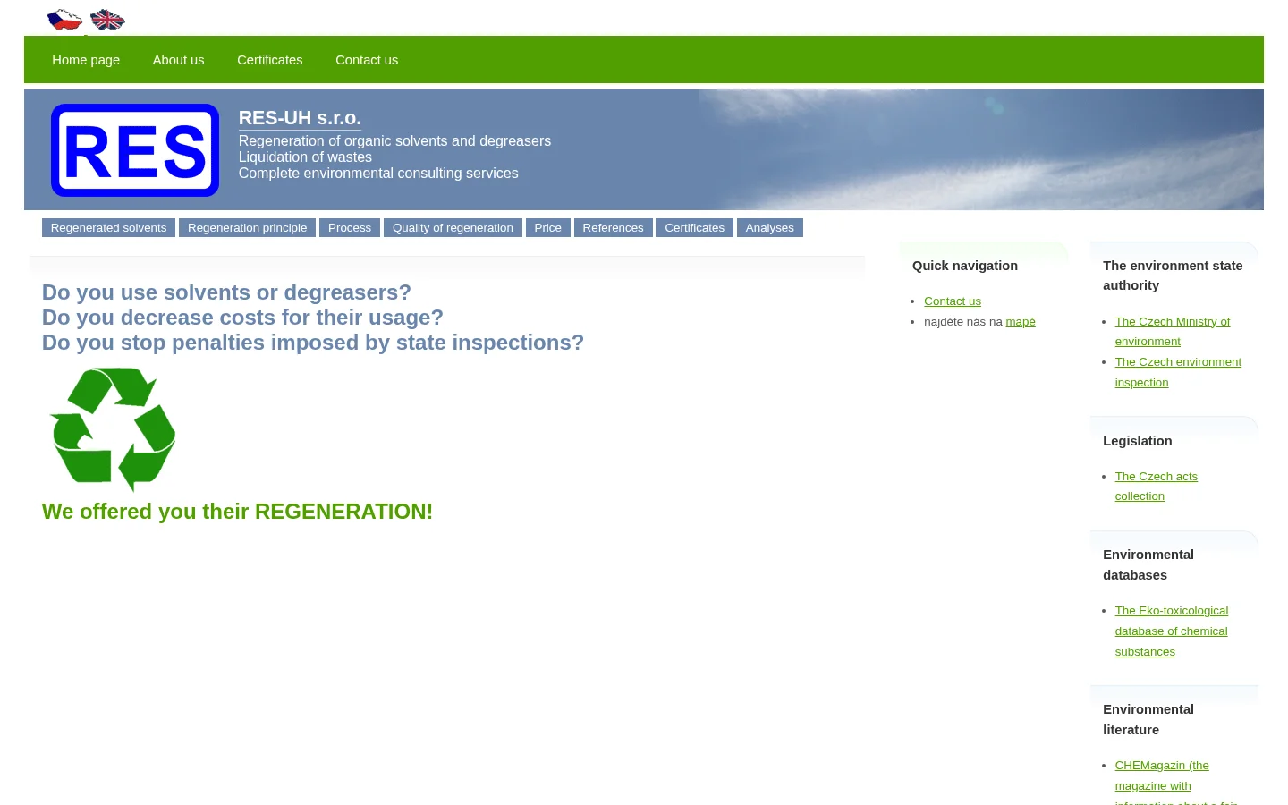 RES-UH, s.r.o. website