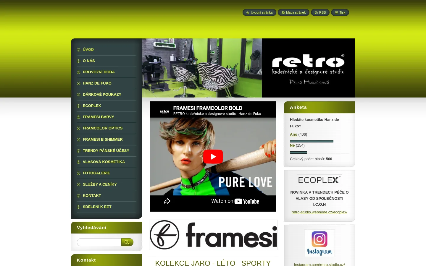 RETRO kadeřnické a designové studio website