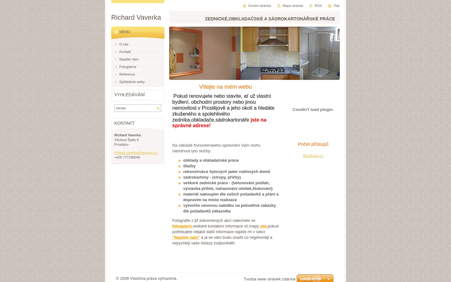 Richard Vaverka - zednické a obkladačské práce website