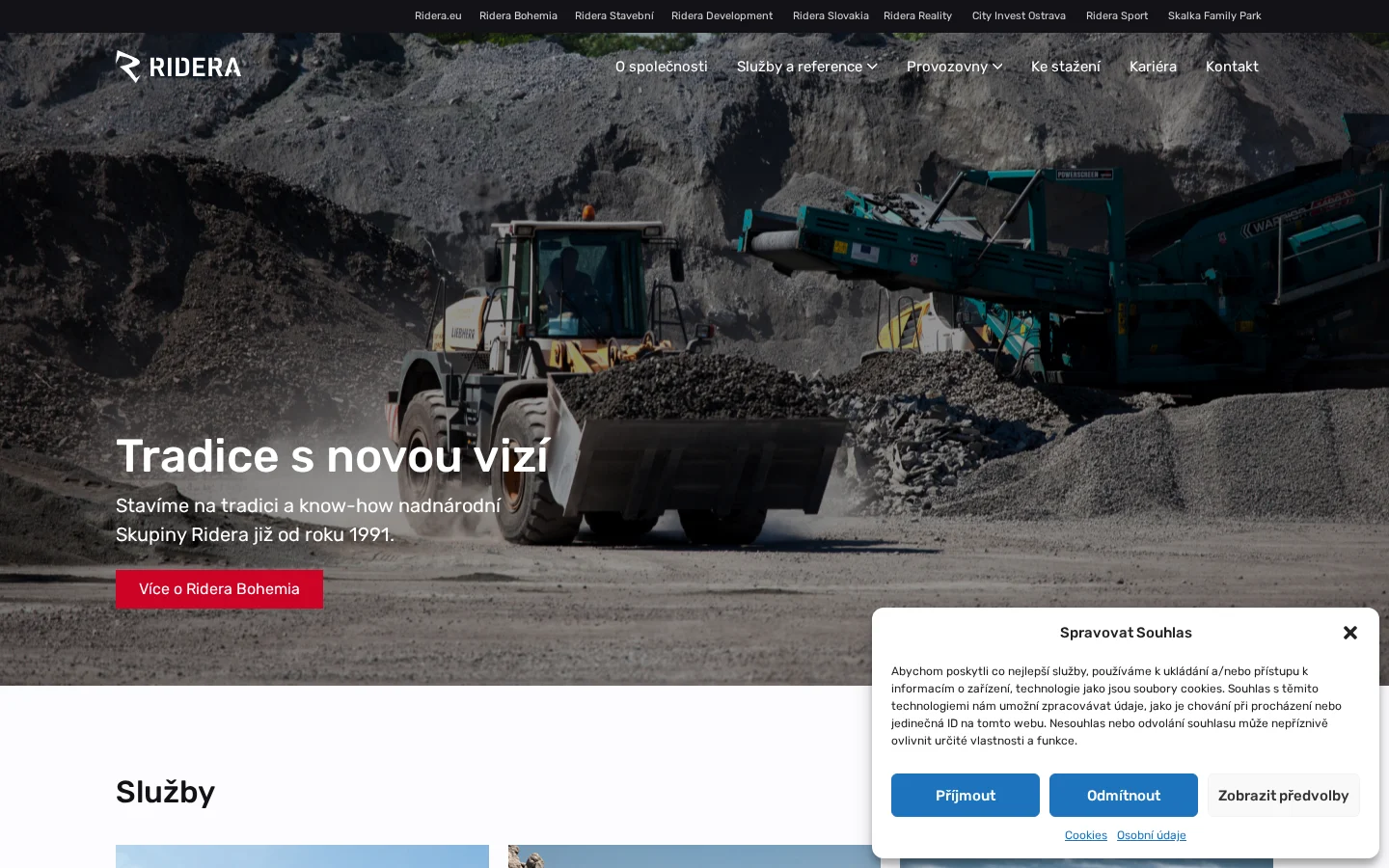 Ridera Bohemia, a.s. website