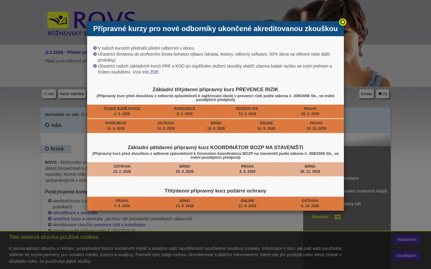 BOZP - ROVS-Rožnovský vzdělávací servis s.r.o. website