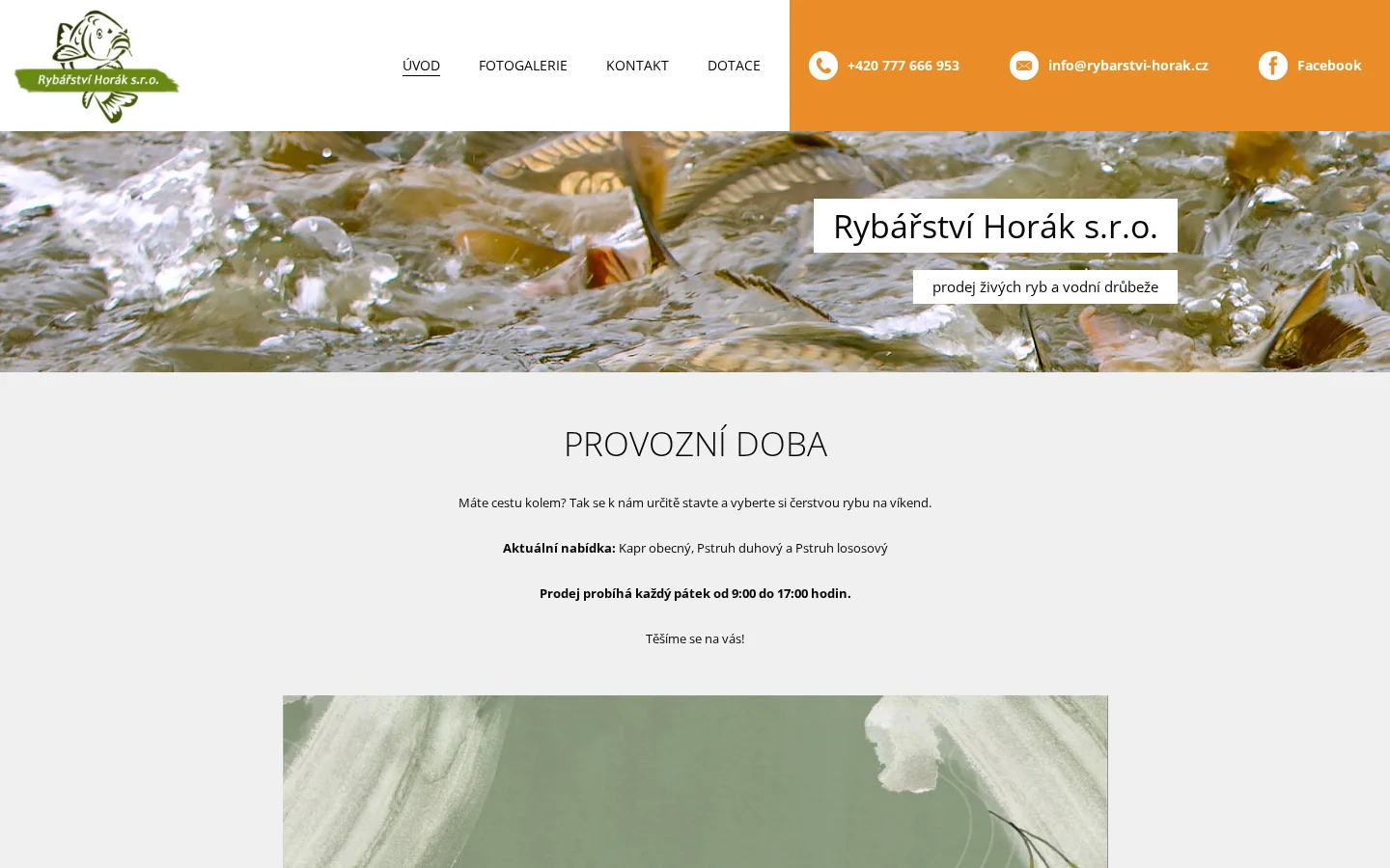 Rybářství Horák - Sádky Šumvald website