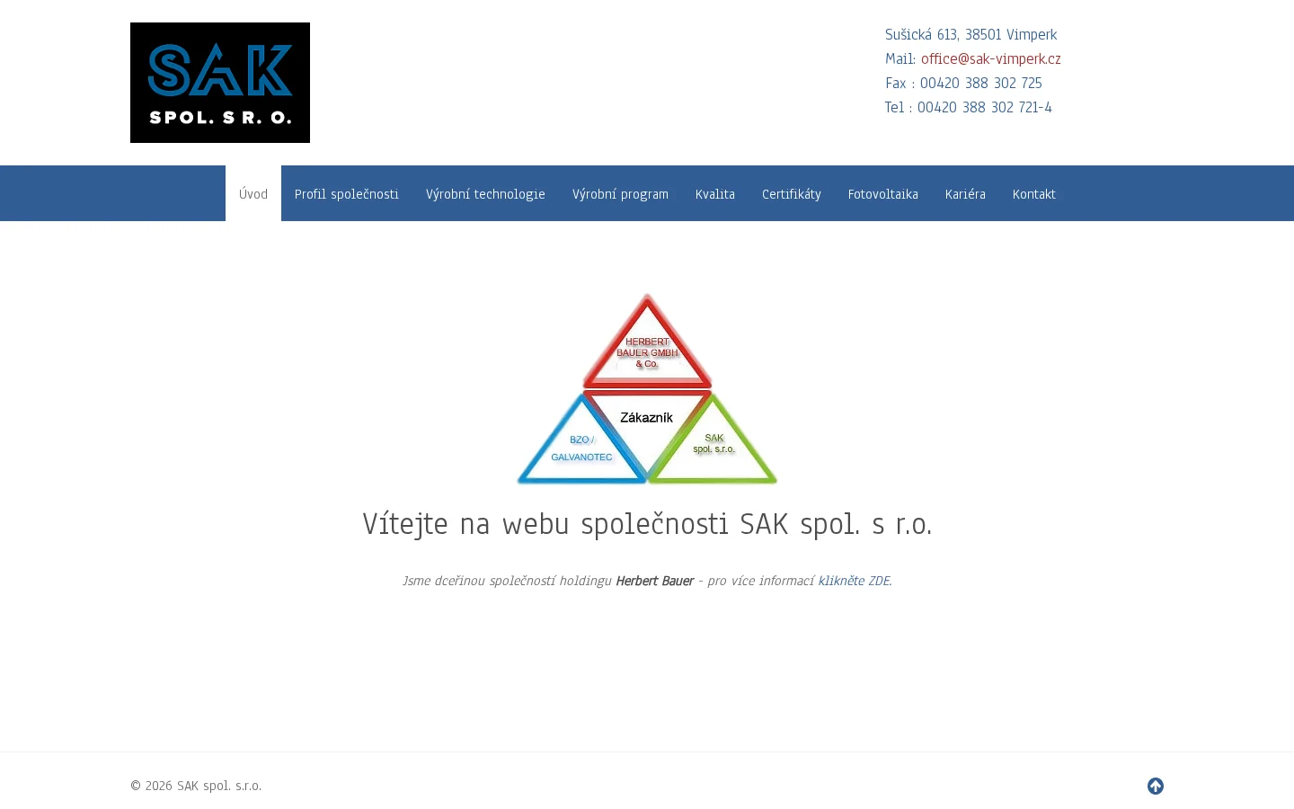 SAK, spol. s r.o. website