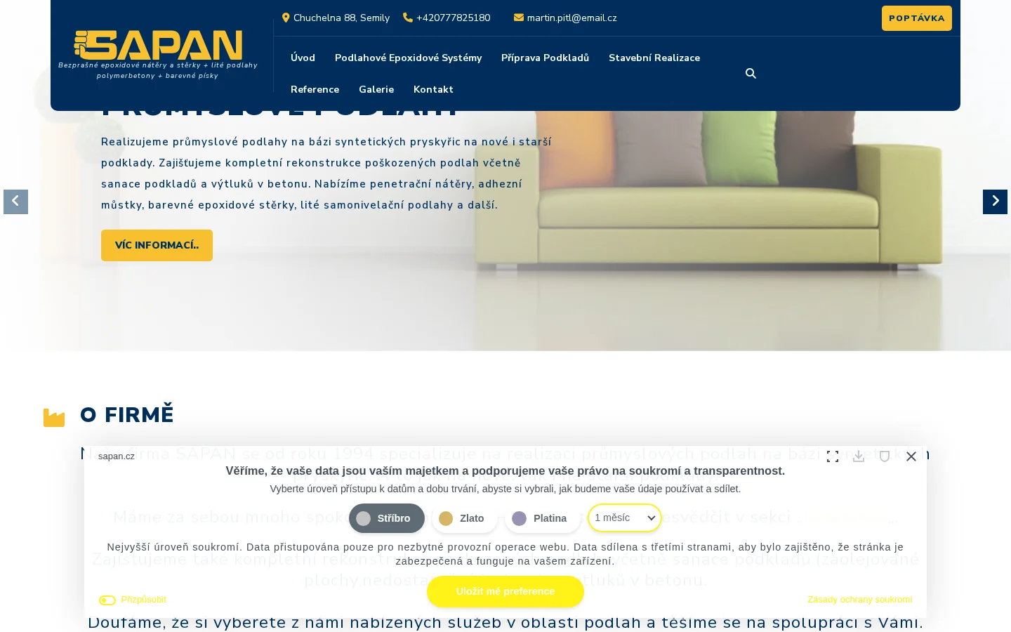 SAPAN - Průmyslové podlahy website