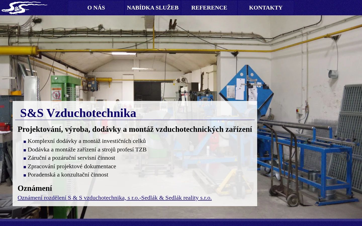 S & S TZB, s.r.o. website
