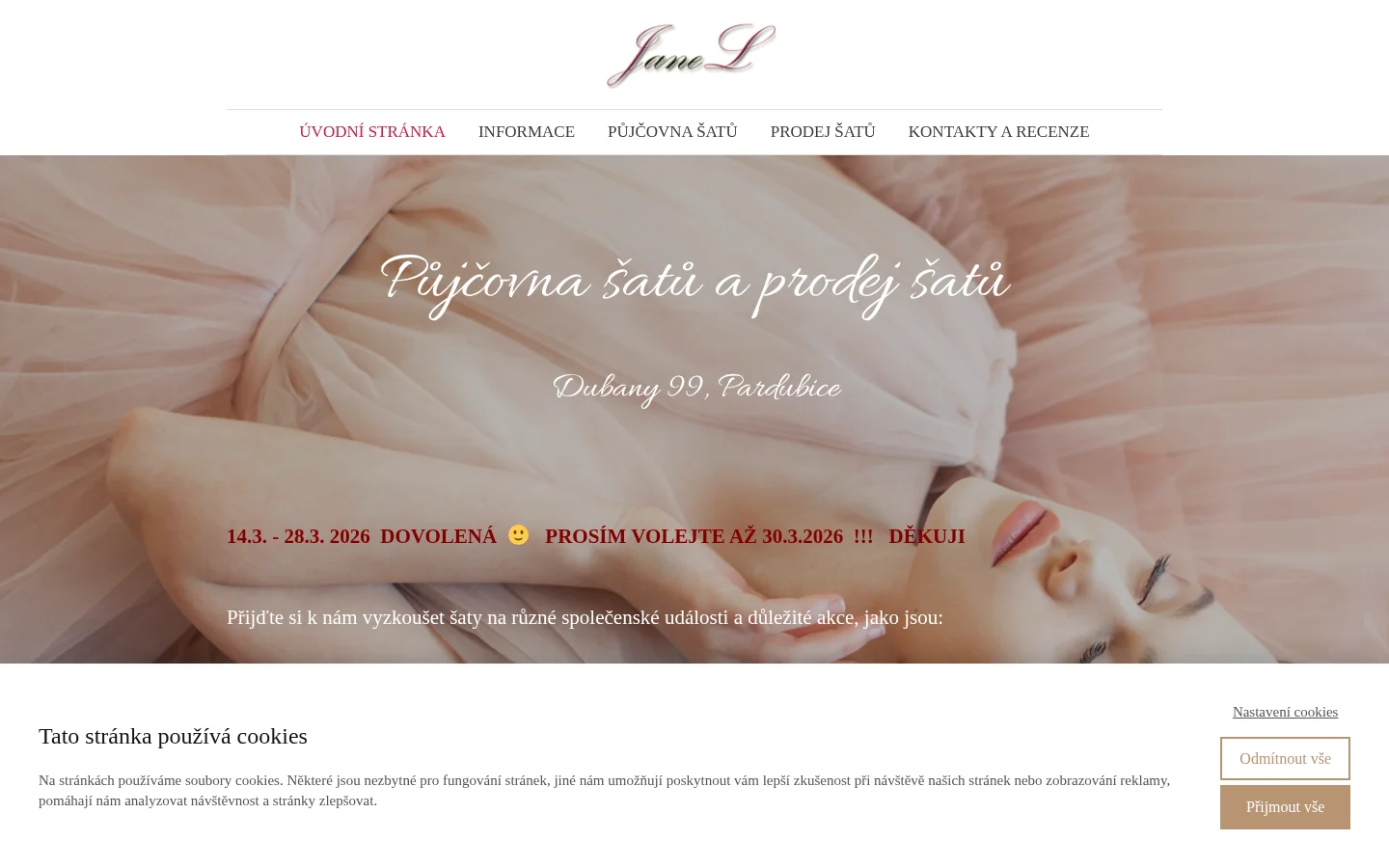 PŮJČOVNA ŠATŮ JANEL website
