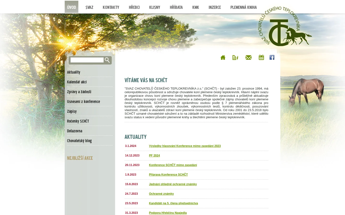 Svaz chovatelů českého teplokrevníka website