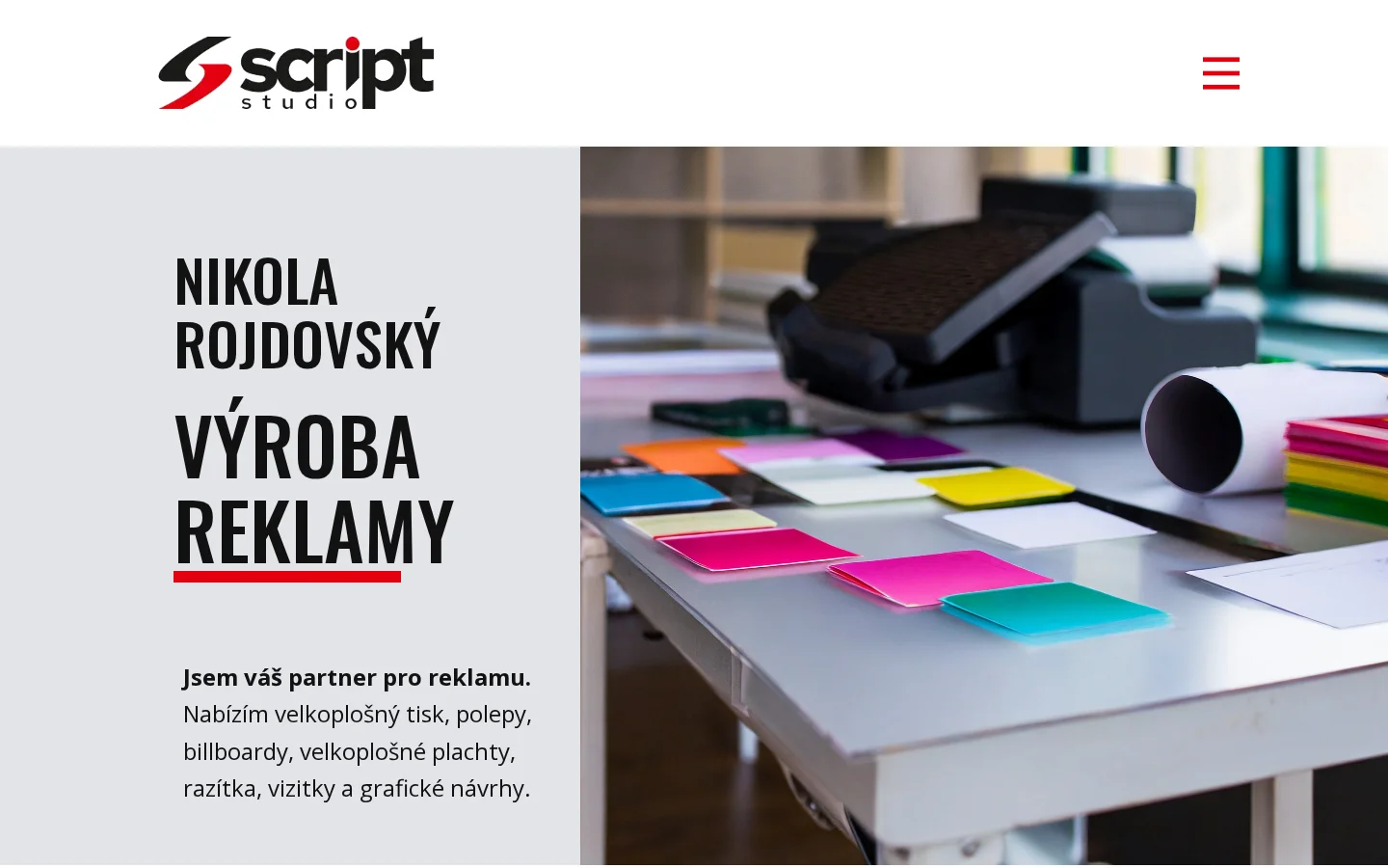 Script reklamní studio website