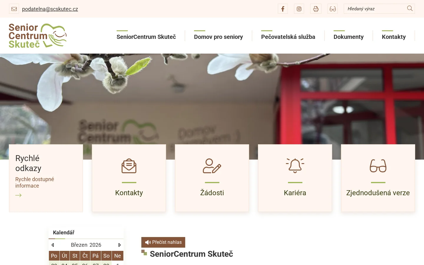 SeniorCentrum Skuteč website