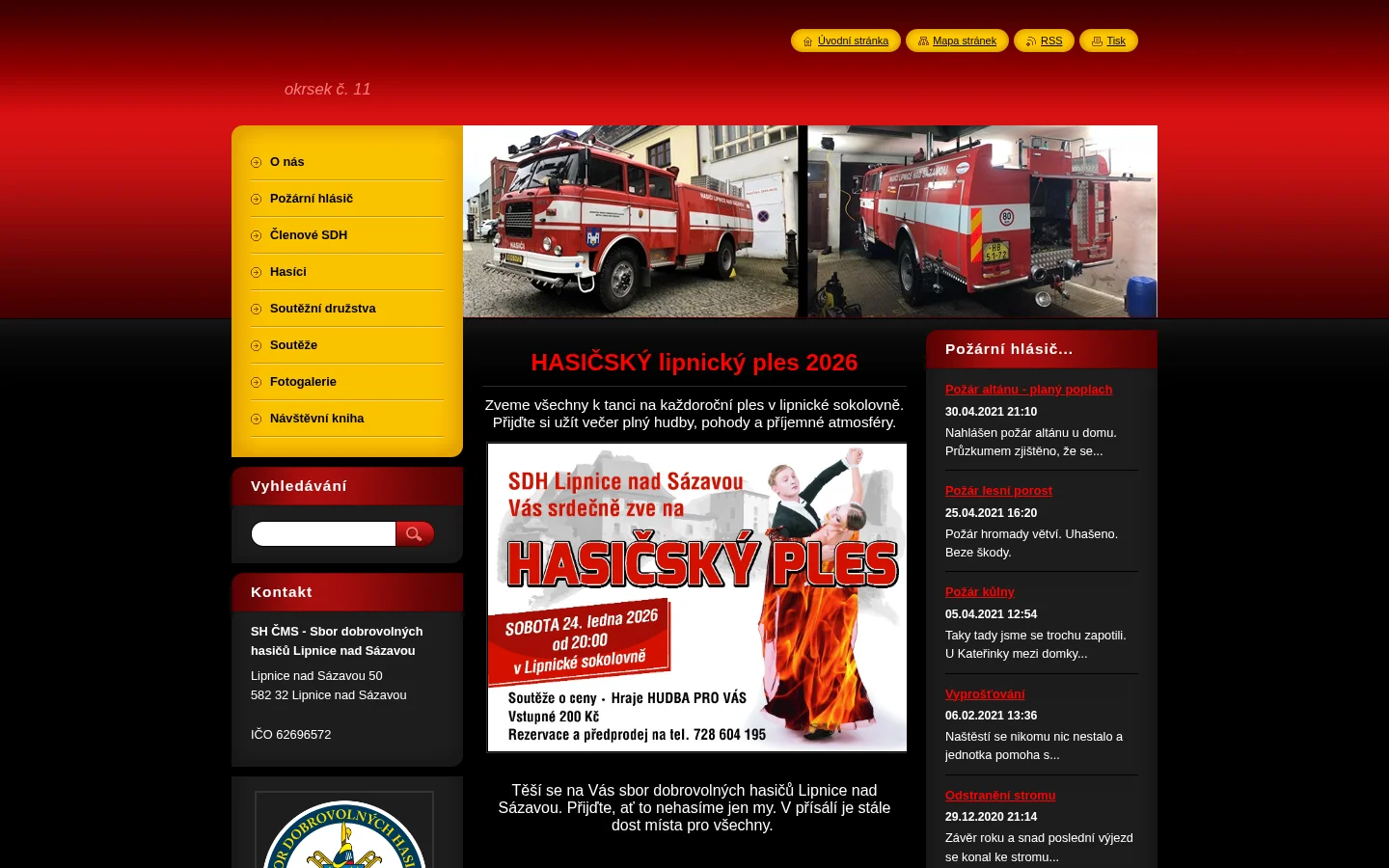 SH ČMS - Sbor dobrovolných hasičů Lipnice nad Sázavou website