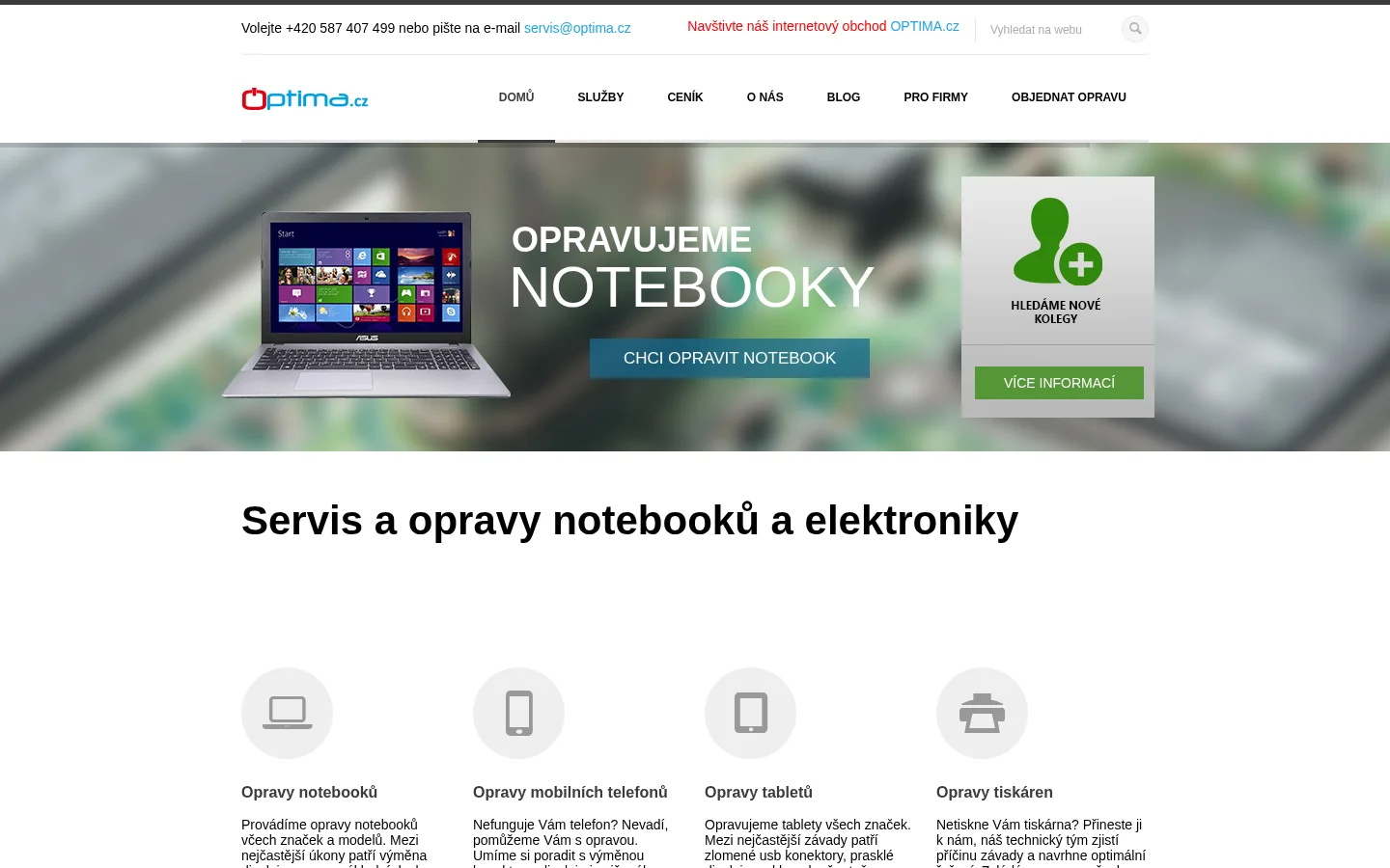 OPTIMA.CZ website