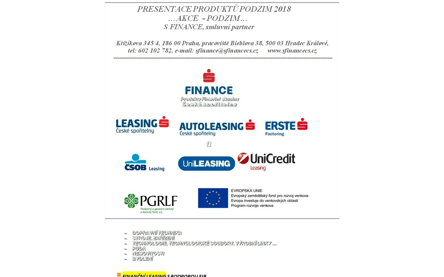 S FINANCE, s.r.o. website