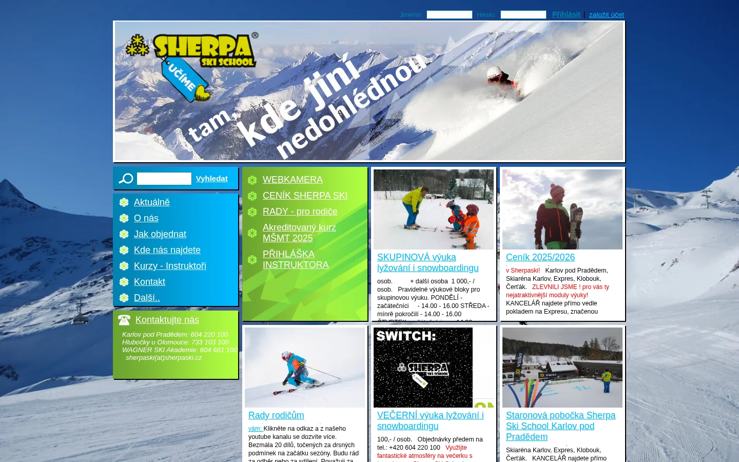 Skicamp.cz & Sherpa Ski School website