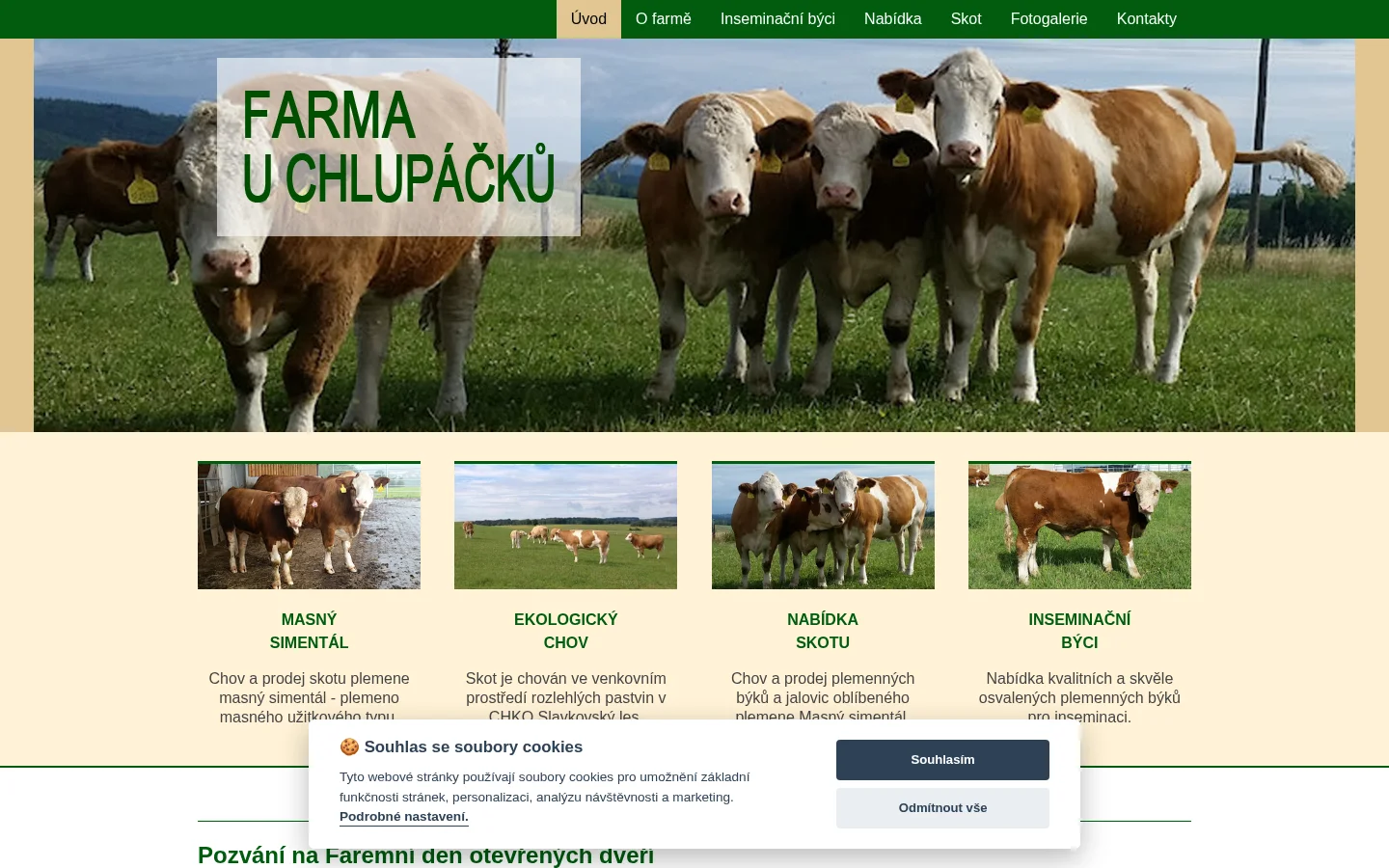 Farma u Chlupáčků website