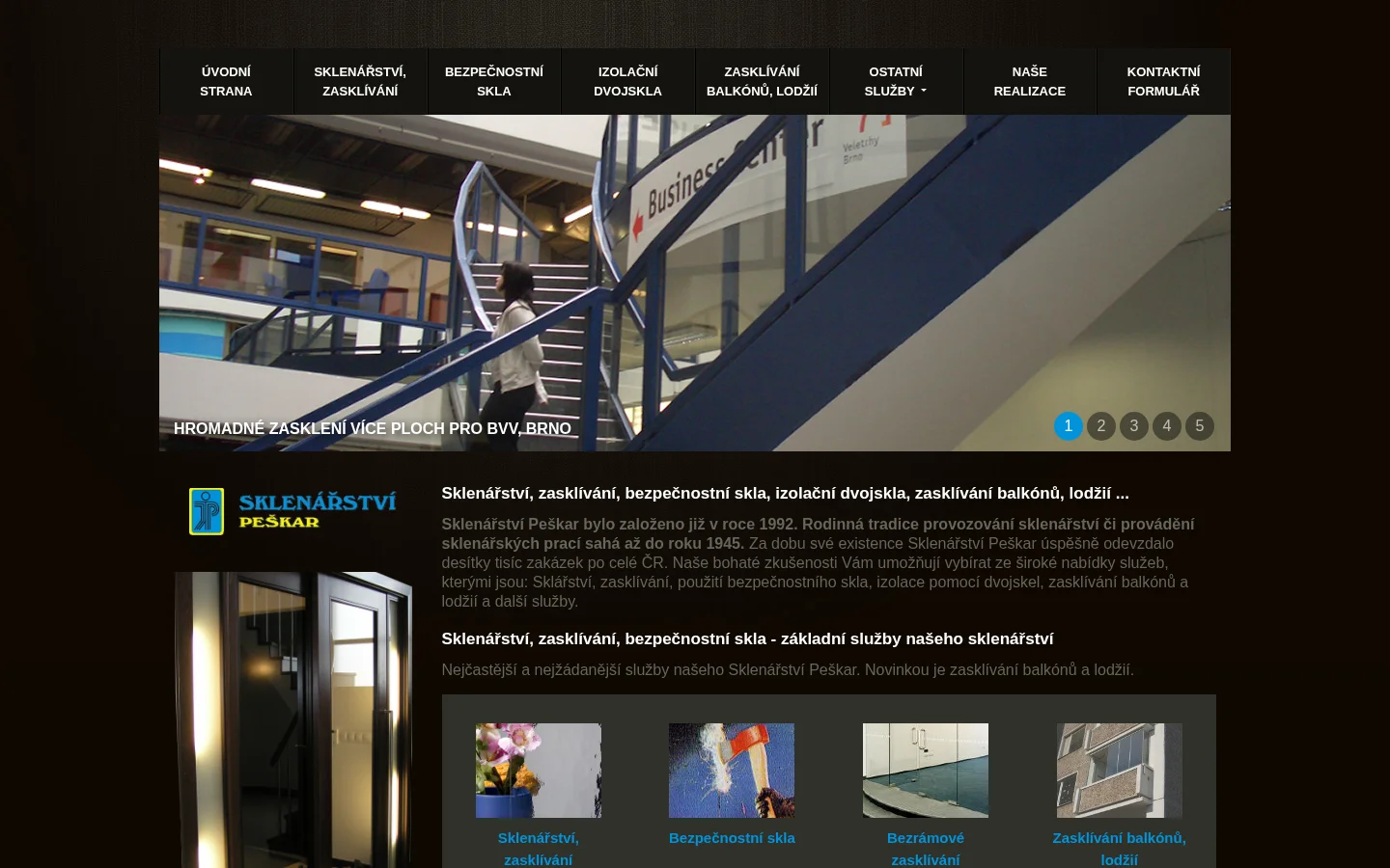 Sklenářství Peškar website