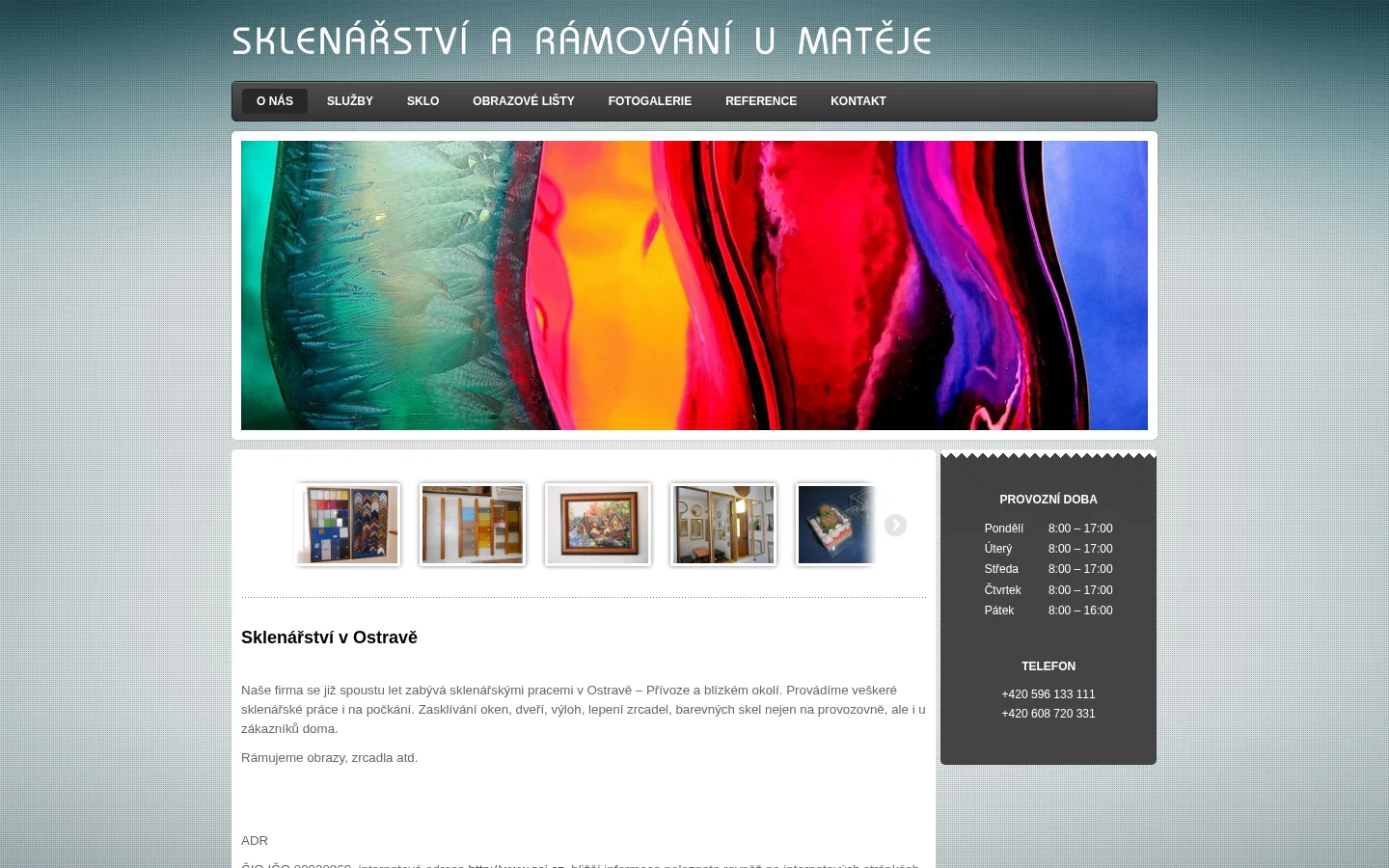 Sklenářství a rámování U Matěje website