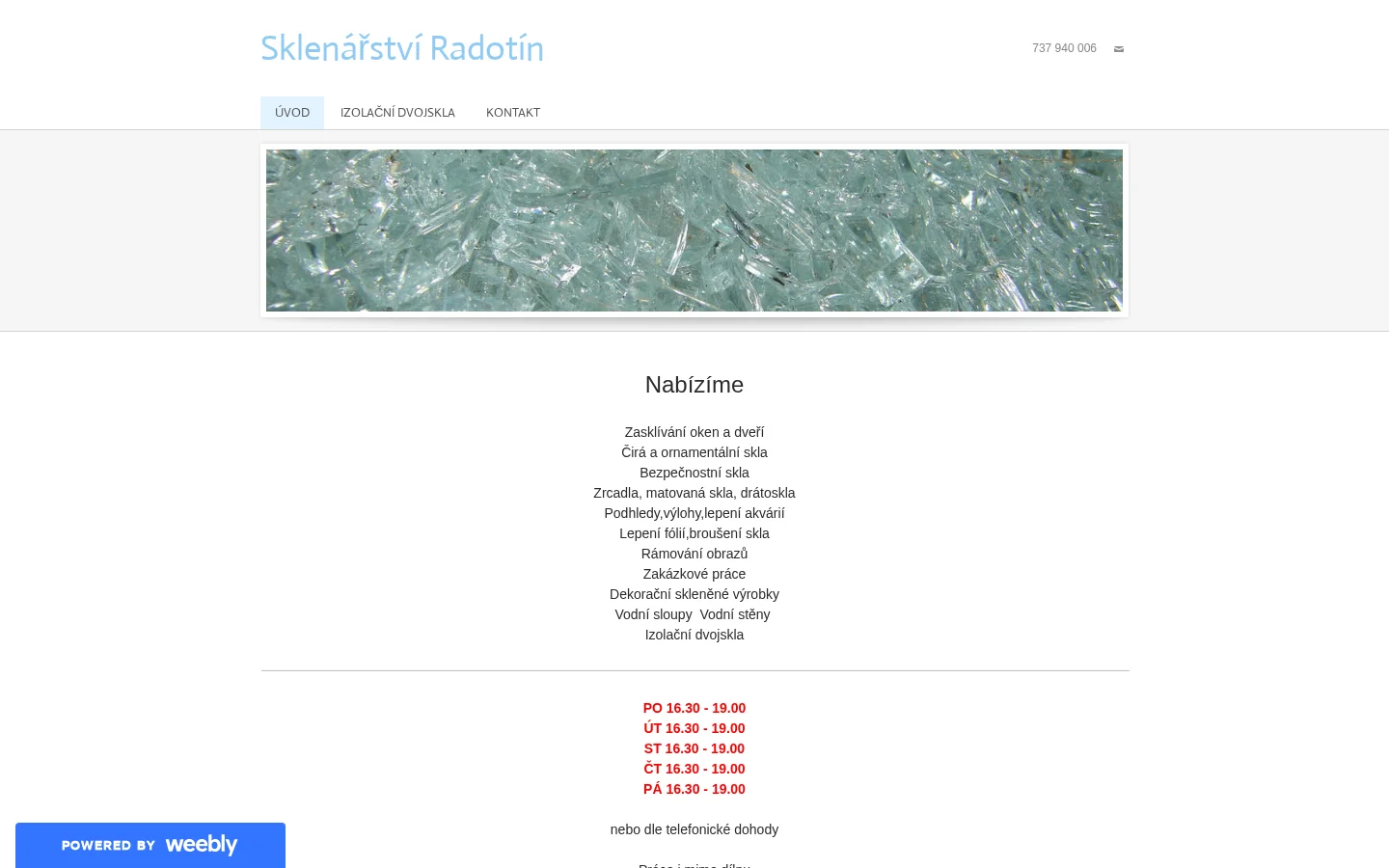 Sklenářství Radotín website