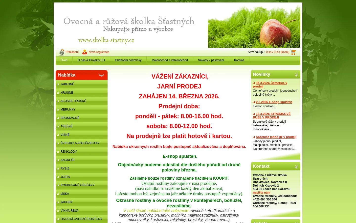Zahradnictví Šťastný website