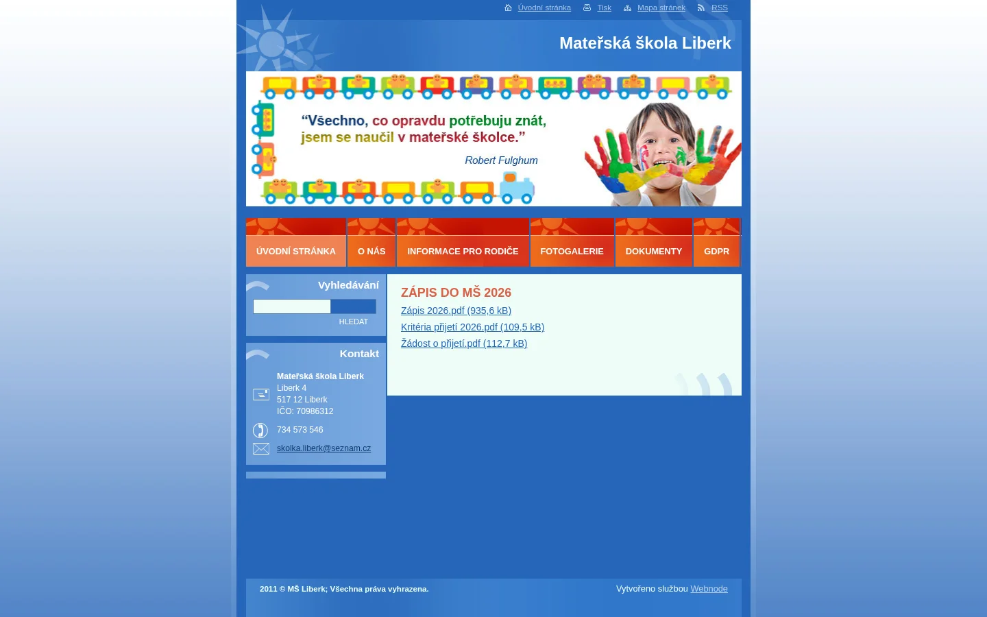 MŠ Liberk website