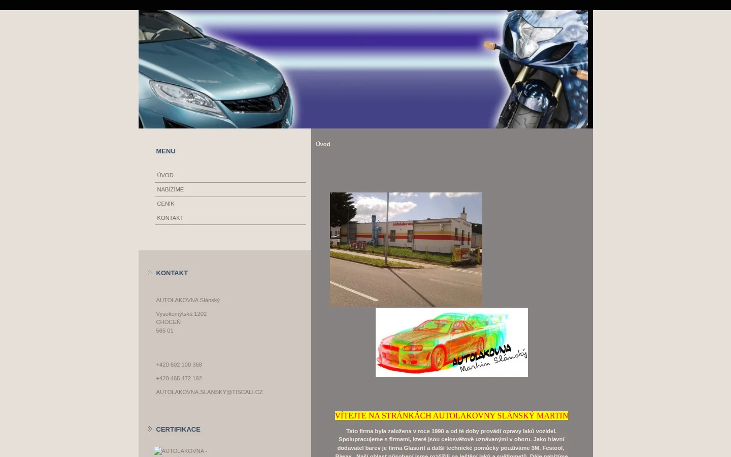 Autolakovna Slánský website