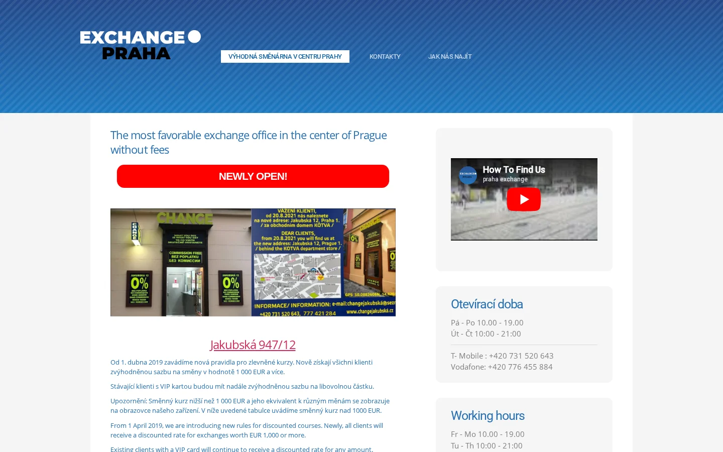 Exchange Praha website