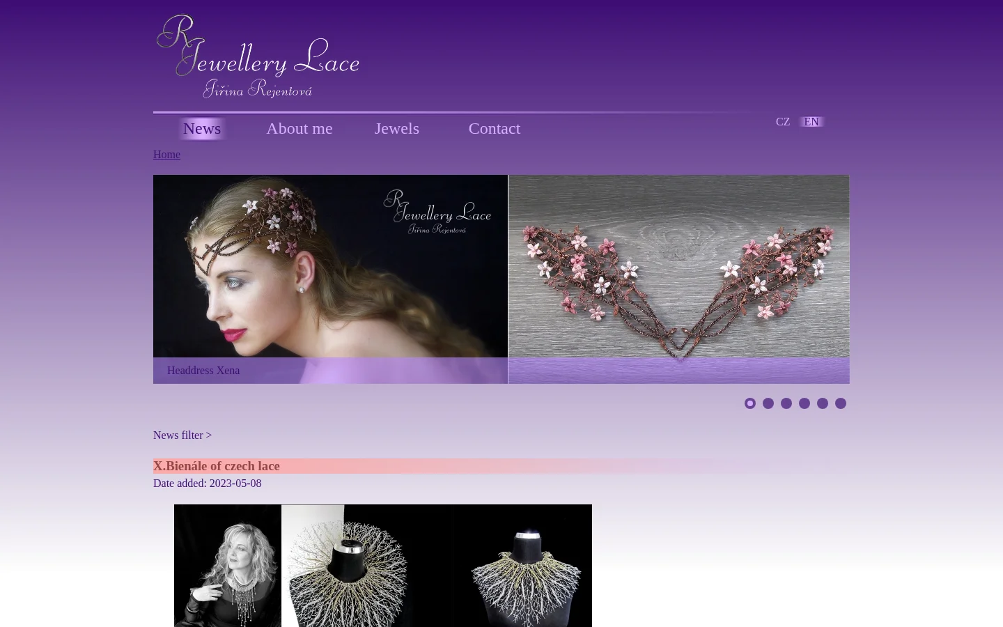 Jewellery Lace Jiřina Rejentová website