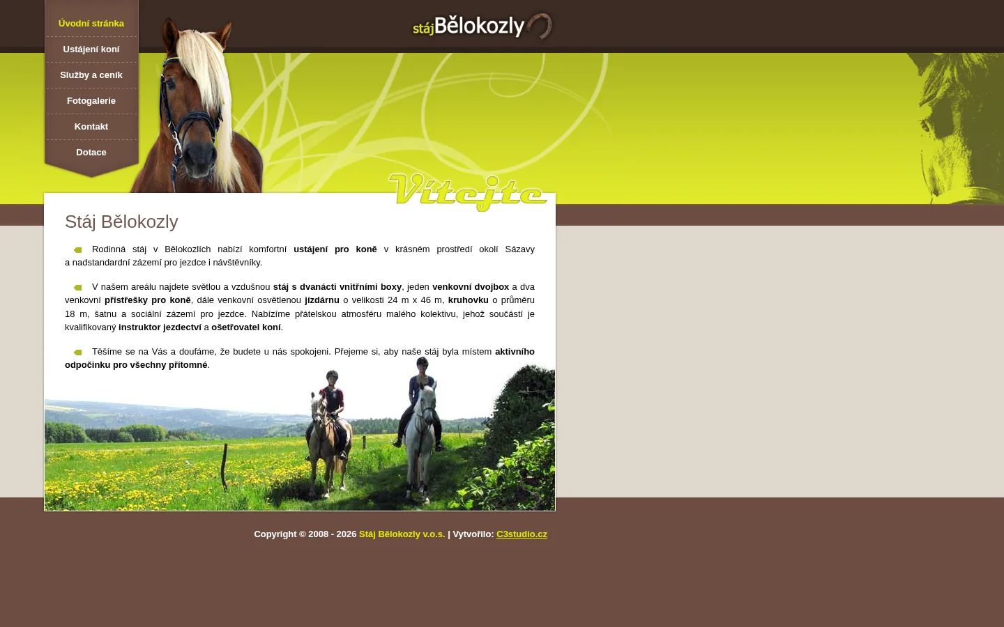 Stáj Bělokozly, v.o.s. website