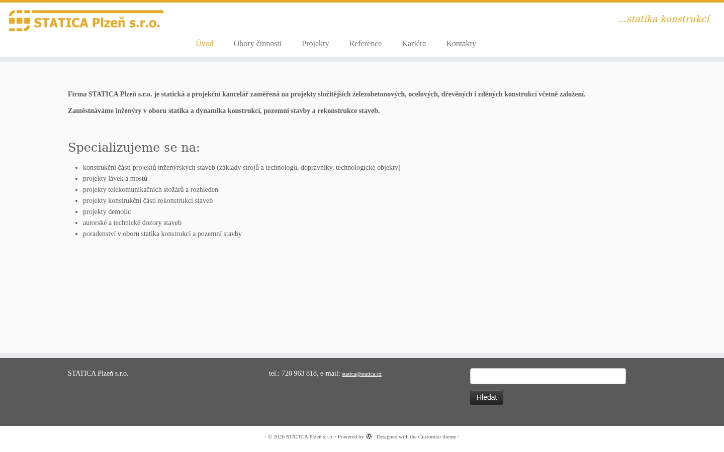 STATICA Plzeň, s.r.o. website