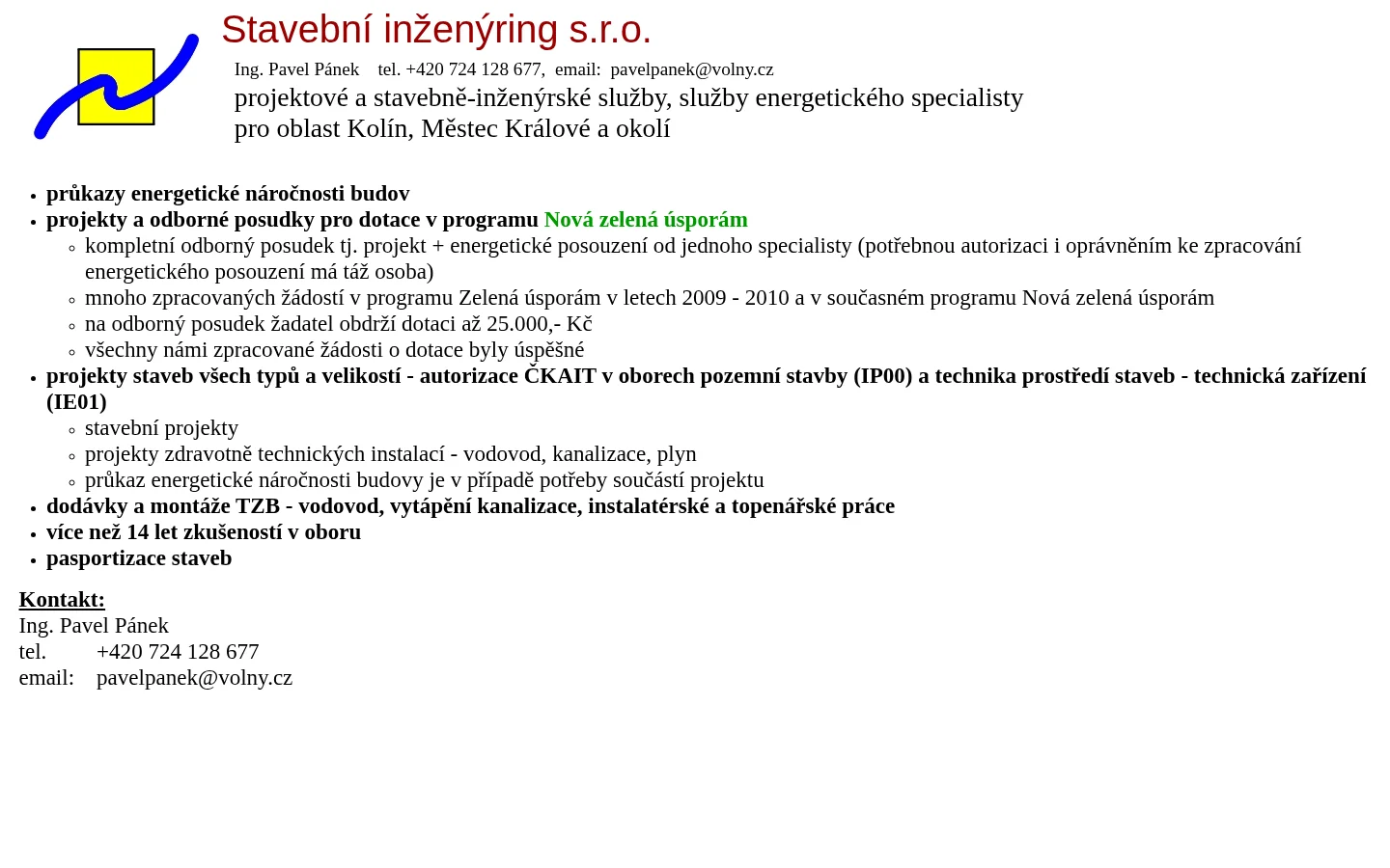 Stavební inženýring, s.r.o. website