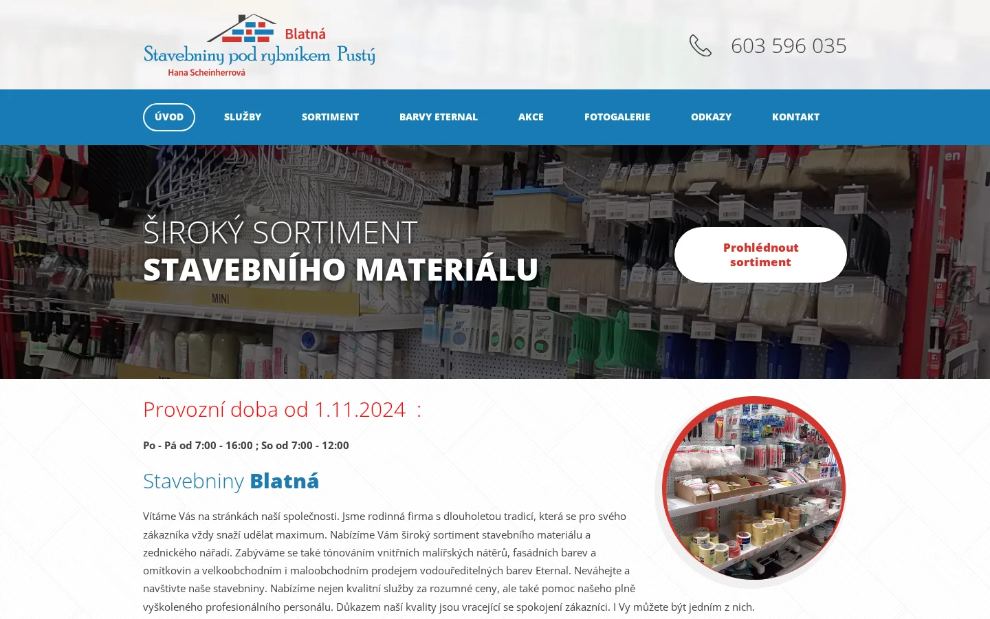 Stavebniny Blatná website
