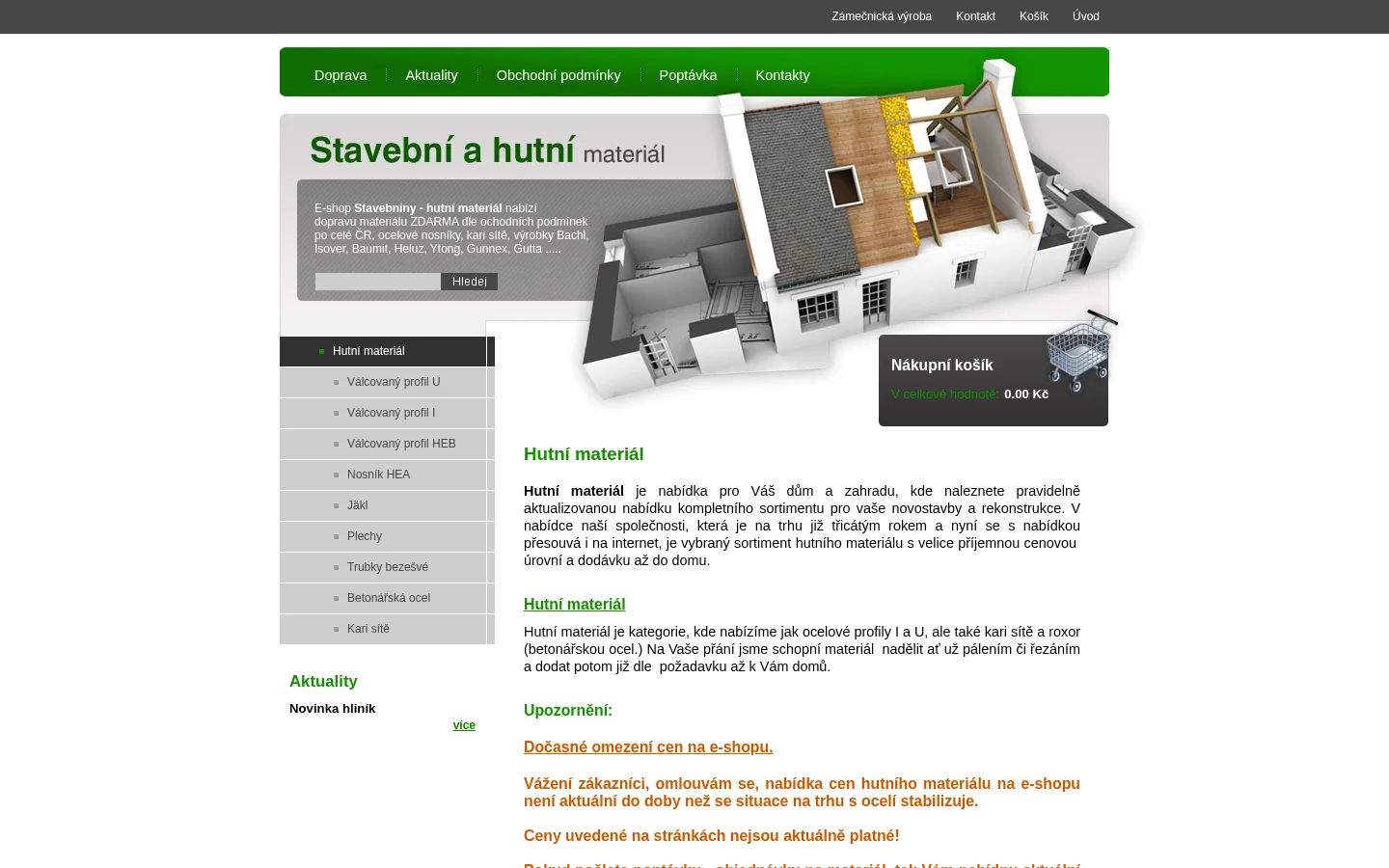 Stavební a hutní materiál website