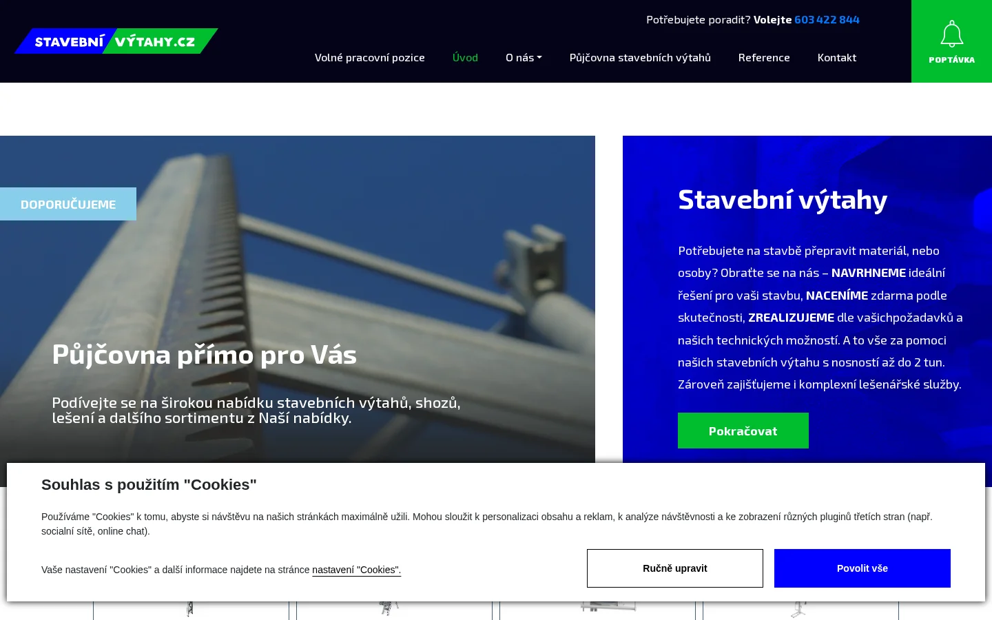 Stavební výtahy.cz website