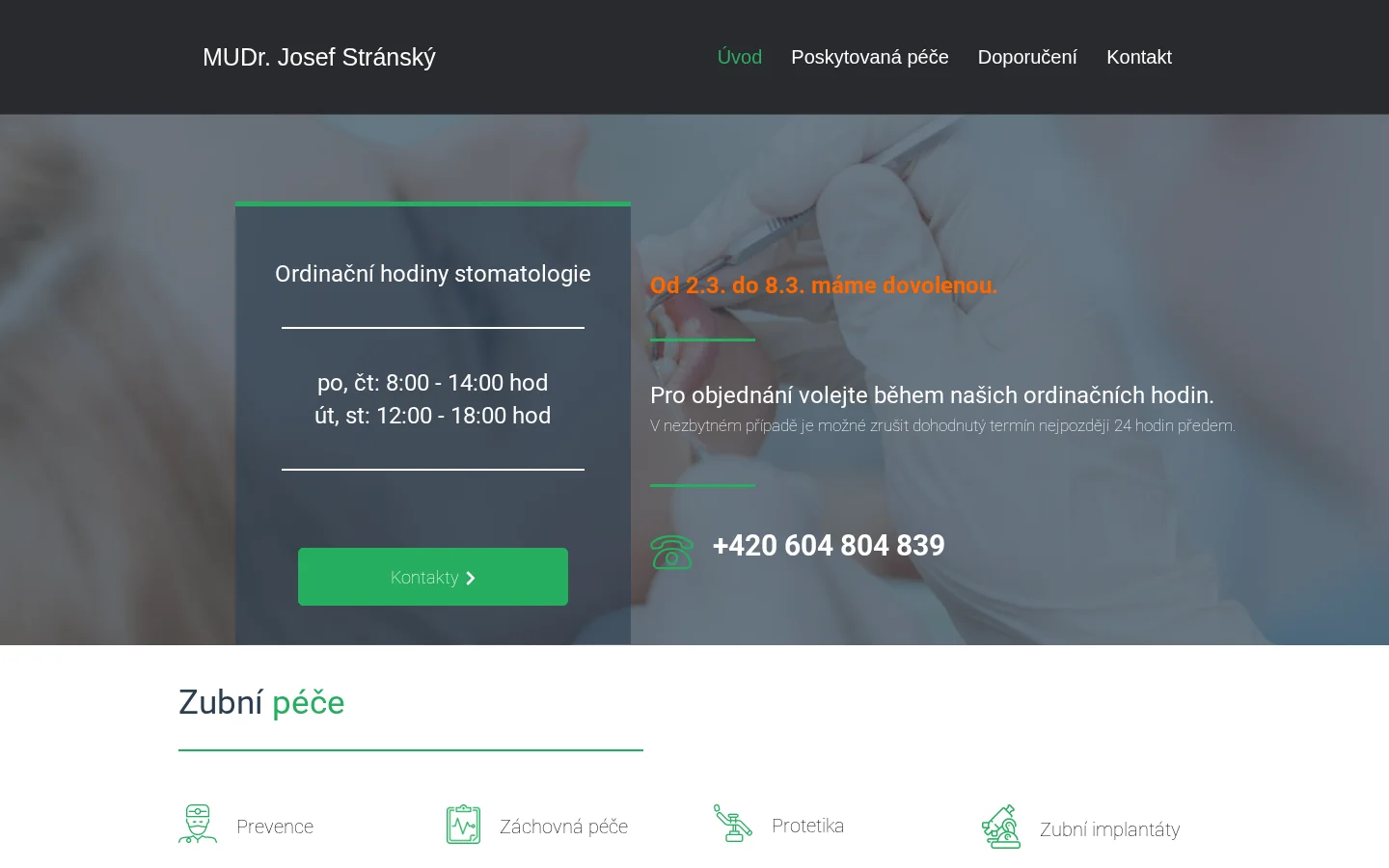 MUDr. Josef Stránský website