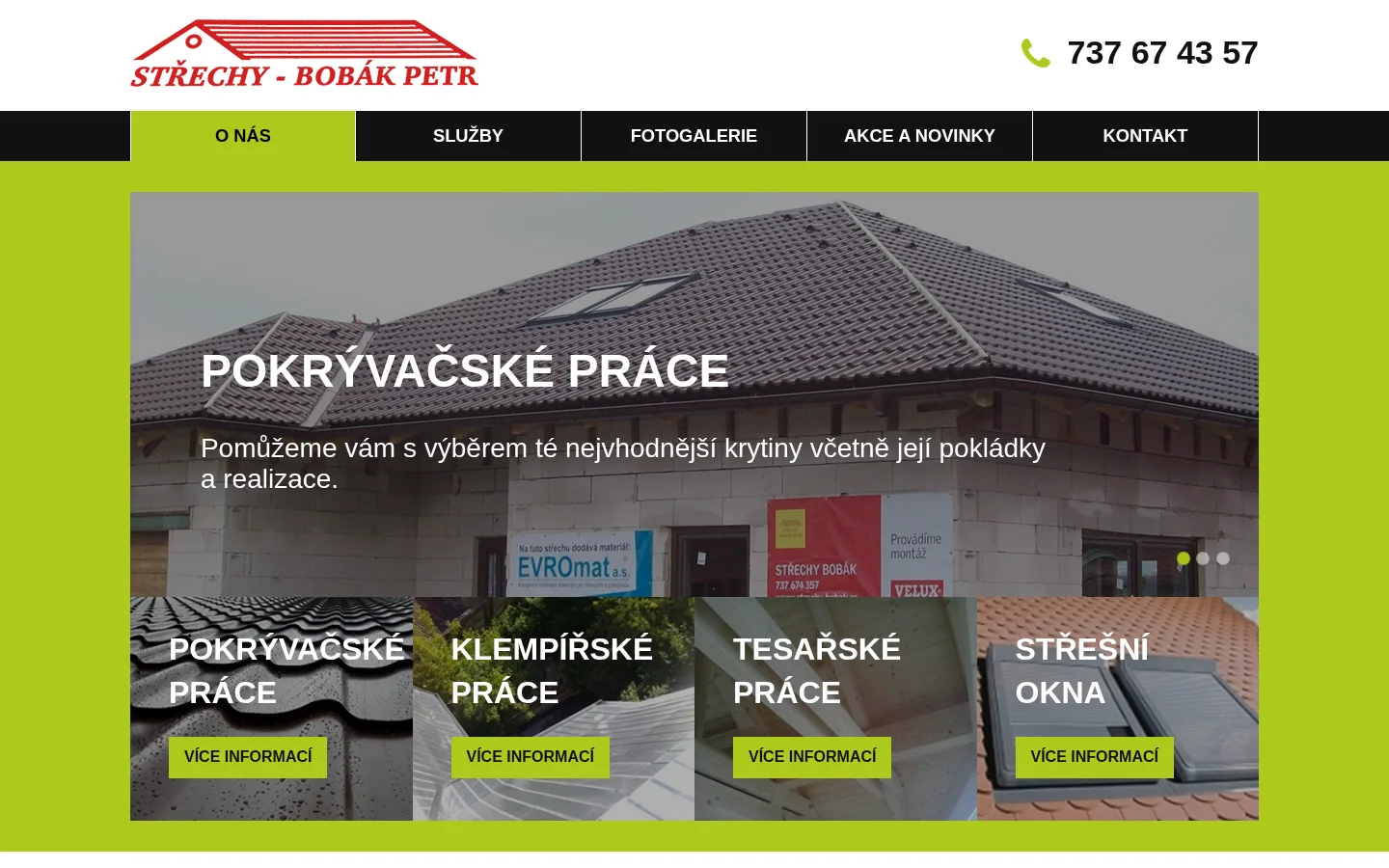 Petr Bobák - Střechy website