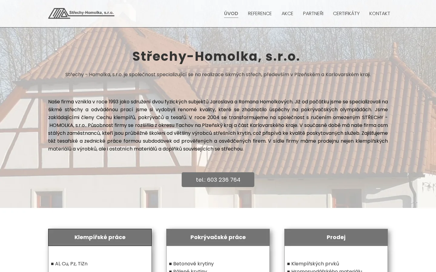 Střechy-Homolka website