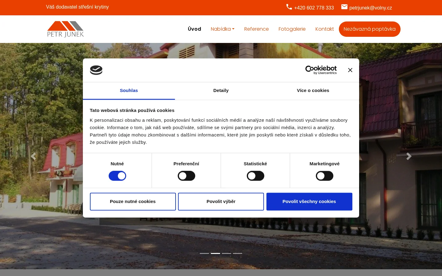 Petr Junek - Montáž a servis střech website