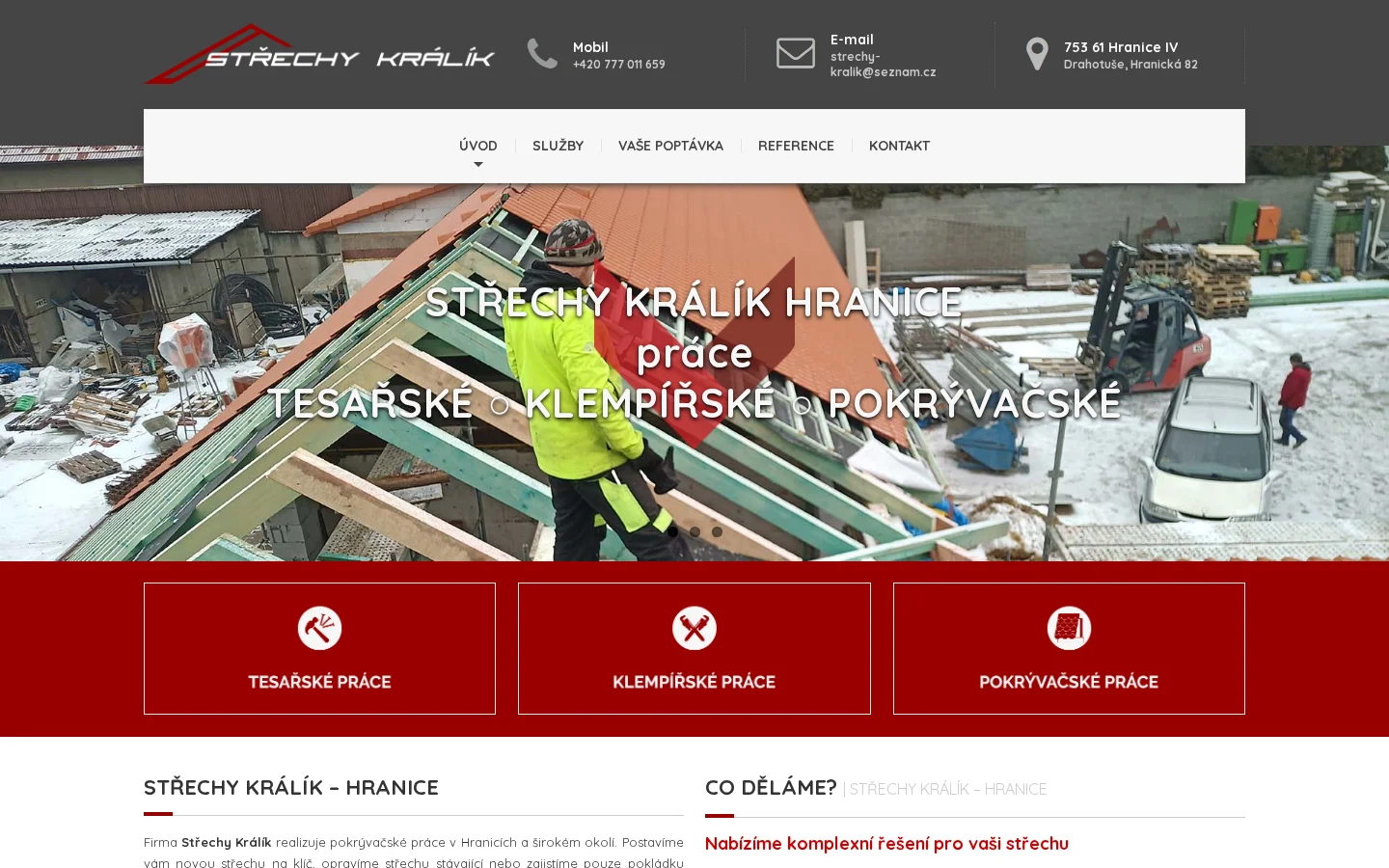 Střechy Králík website