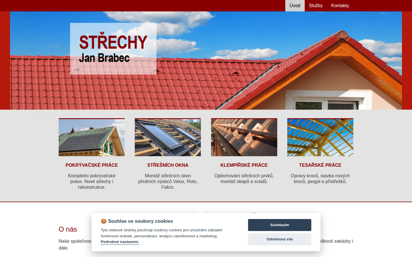 Jan Brabec - střechy Beroun website