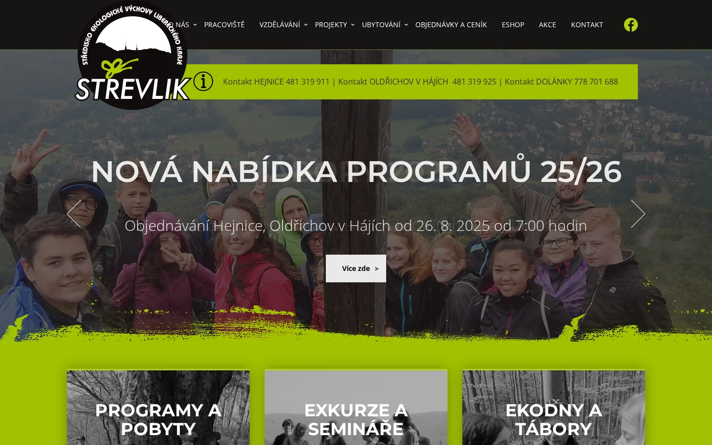 Středisko ekologické výchovy Libereckého kraje - STŘEVLIK website
